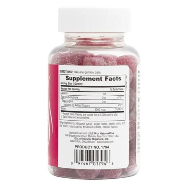 NATURES PLUS- Biotin 5000mcg - 60gummies